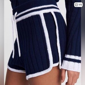 Rag & Bone Dark Blue‎ and White Knit Shorts